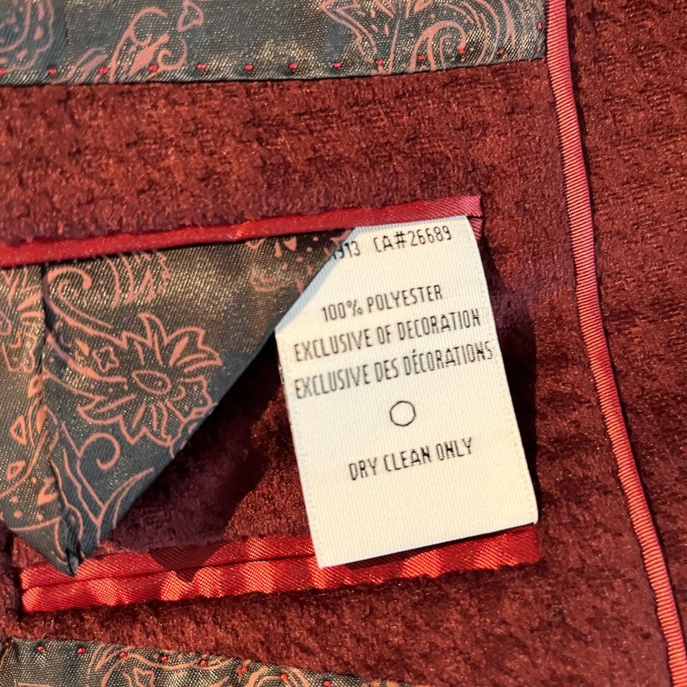 Robert Graham Burgundy Velour type Sports Coat size 40. New with tags - Picture 5 of 11